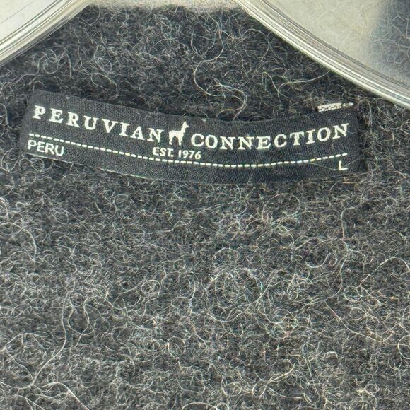 Peruvian Connection Womens L Black Sweater V Neck Slim Baby Alpaca Wool Fuzzy - Picture 5 of 8